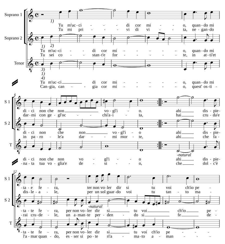 Ты убиваешь меня, сердце моё (Tu m'uccidi cor mio)