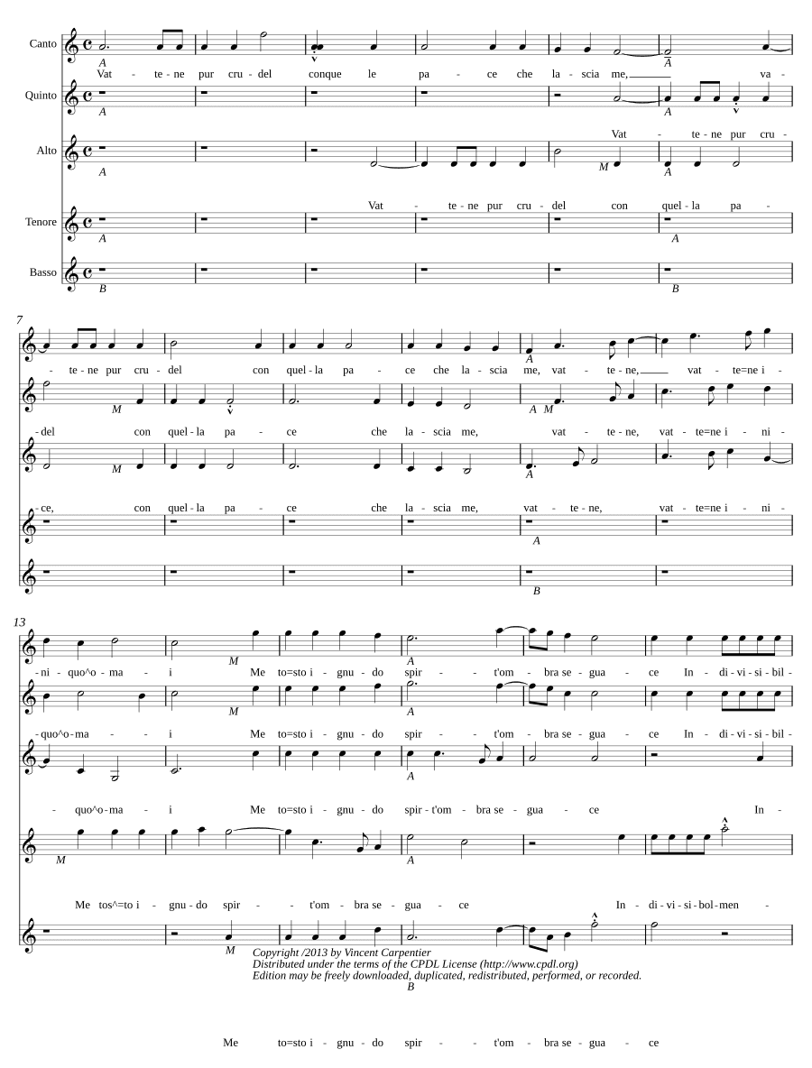 Уходи же, жестокий, с этим миром (Vattene pur, crudel, con quella pace)