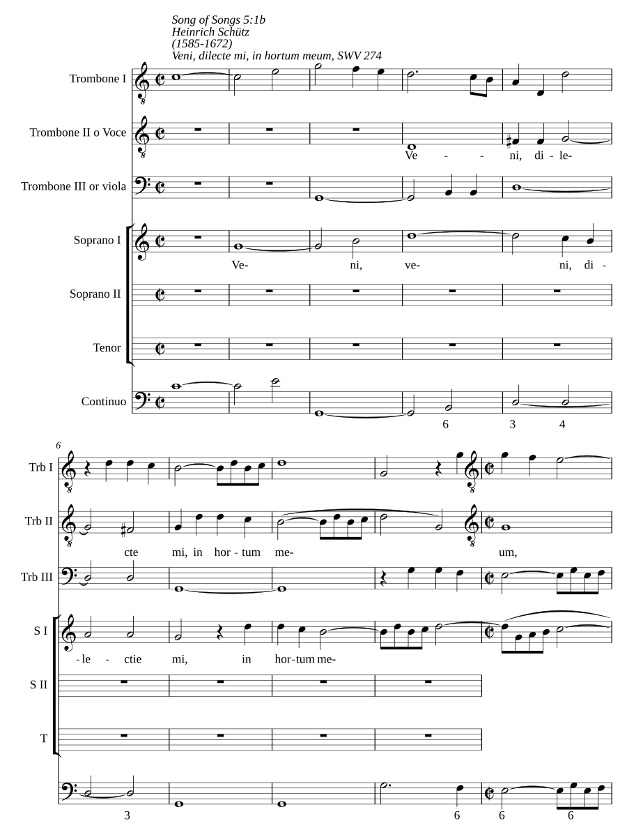 Приди, возлюбленная моя, в мой сад, SWV 274 (Veni, dilecte mi, in hortum meum, SWV 274)