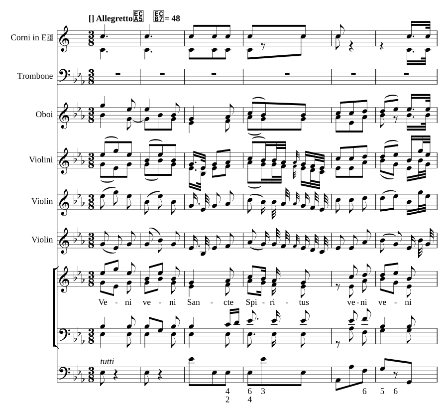 Приди, Святой Дух, ми-бемоль мажор, MH 366 (Veni Sancte Spiritus in E flat, MH 366)