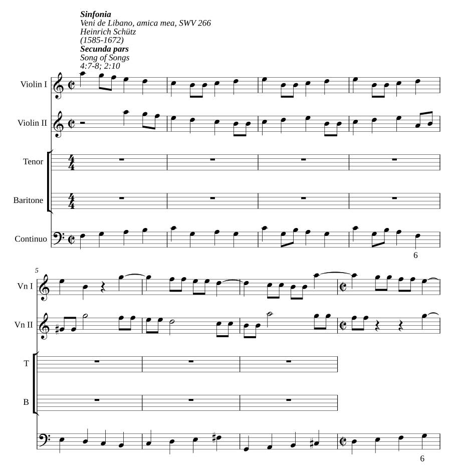 Приди с Ливана, приди, возлюбленная моя (Veni de Libano, veni, amica mea, SWV 266)