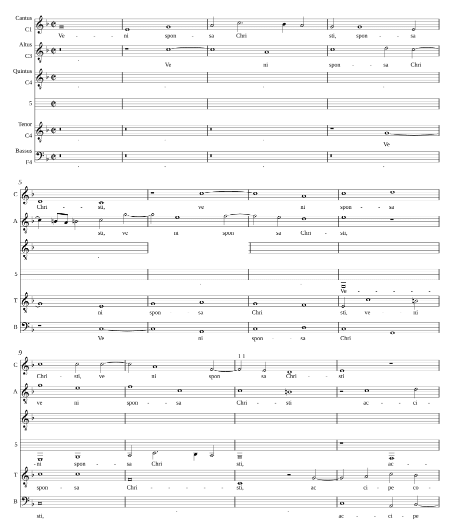 Приди, невеста Христова, a 5 (Veni sponsa Christi a 5)