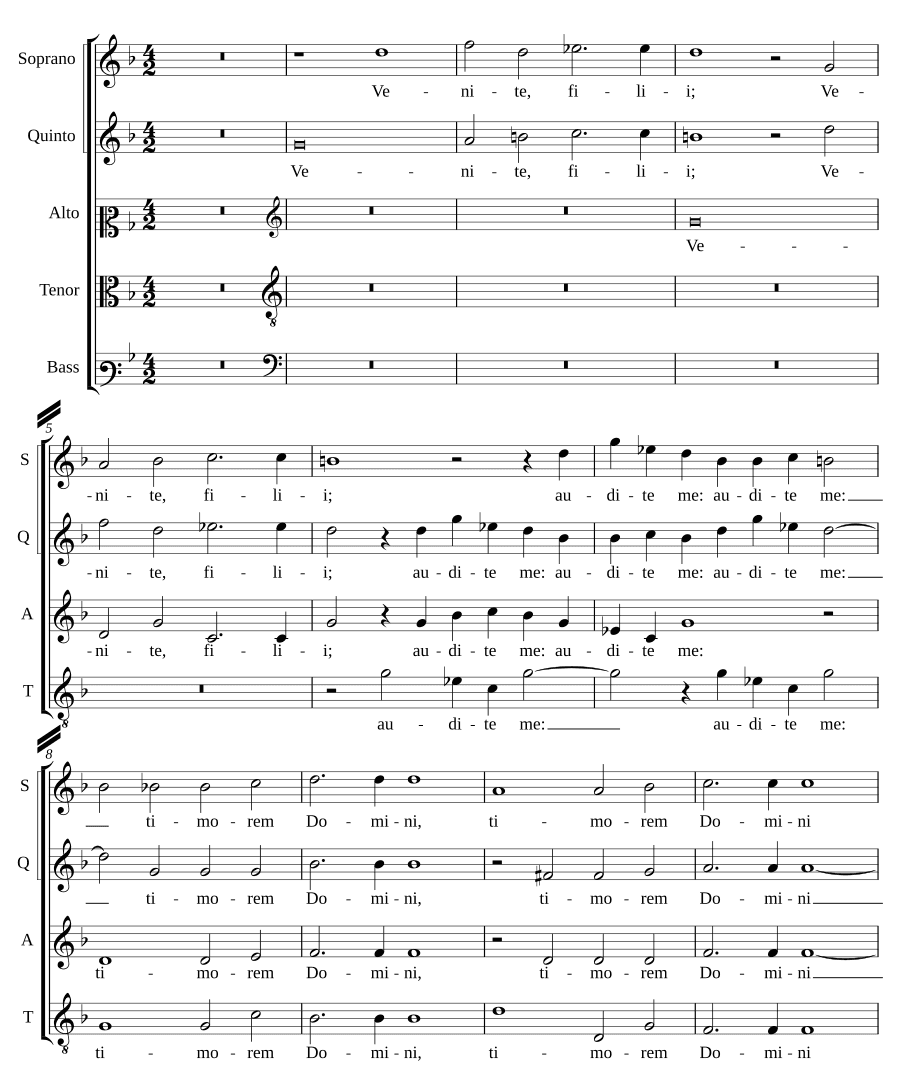 Придите, дети, послушайте меня (Venite, filii, audite me)