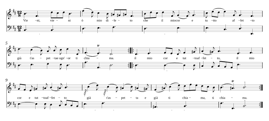 Приди, о мой любимый (Vieni o mio diletto)