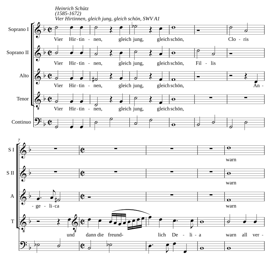 Четыре пастушки, все юные (Vier Hirtinnen, gleich jung). SWV A1