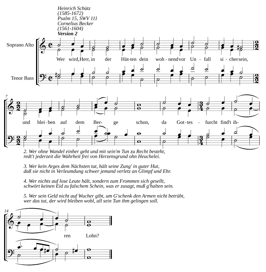 Кто будет, Господи, в шатре Твоём, SWV 111 (Wer wird, Herr, in der Hütten dein, SWV 111)