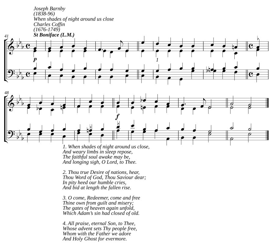 Когда ночные тени нас окружают (When shades of night round us close)