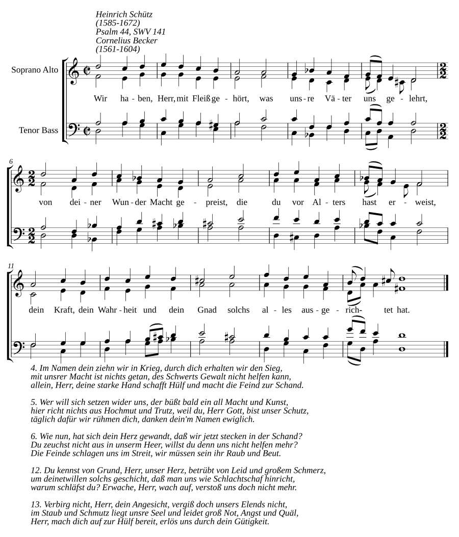 Мы усердно слушали, Господи, SWV 141 (Wir haben, Herr, mit Fleiss gehört, SWV 141)