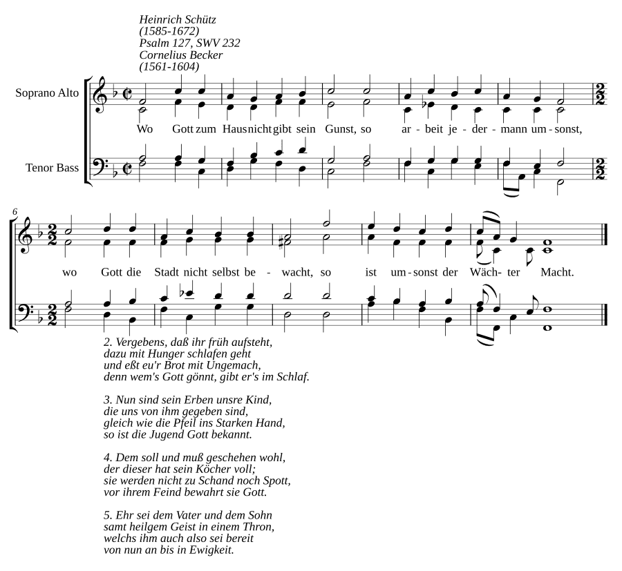 Где Бог не дает дому Своей милости, SWV 232 (Wo Gott zum Haus nicht gibt sein Gunst, SWV 232)