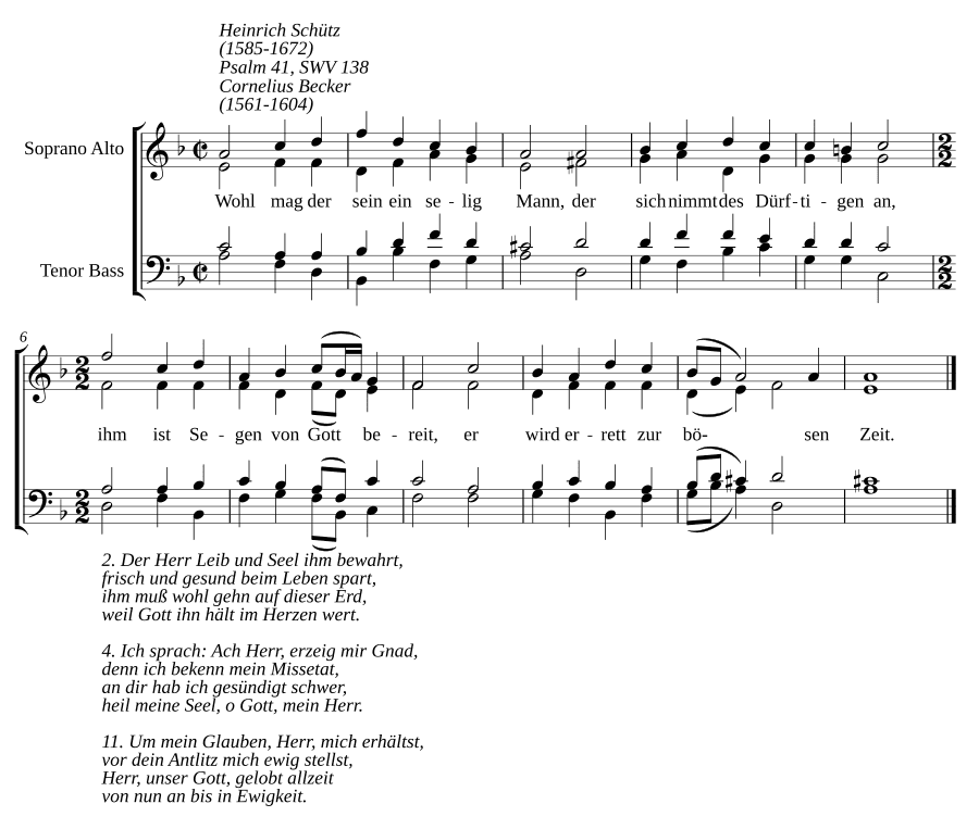 Блажен тот, кто (Wohl mag der sein ein selig Mann, SWV 138). Генрих Шютц